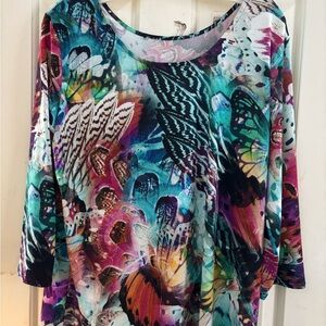 Colorful Butterfly Print Women's Top